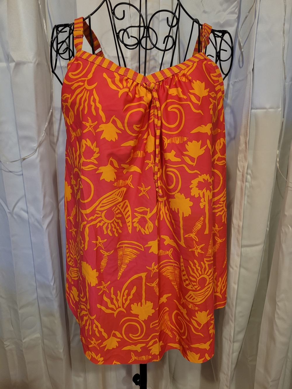 Amazon Women’s Tropical Swim Cover-Up in Coral and Yellow